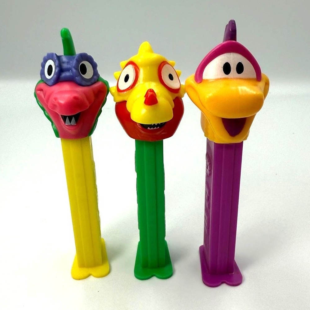 Vintage 1993 PEZ Pez-A-Saurs Dinosaur Candy Dispensers Lot of 3 Hungary Slovenia